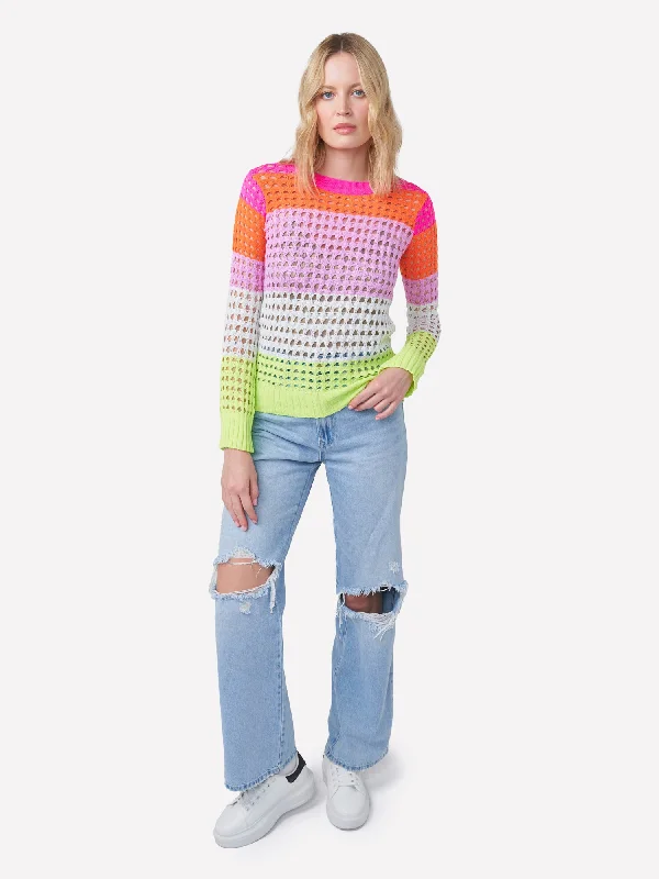 Pointelle Stripe Classic Crew Neck Jumper