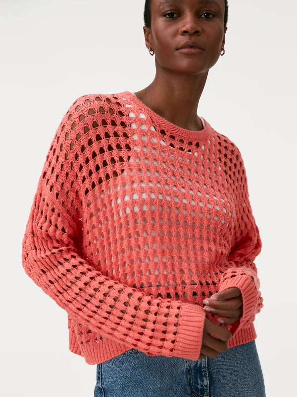 Open Stitch Pointelle Crew Neck Jumper