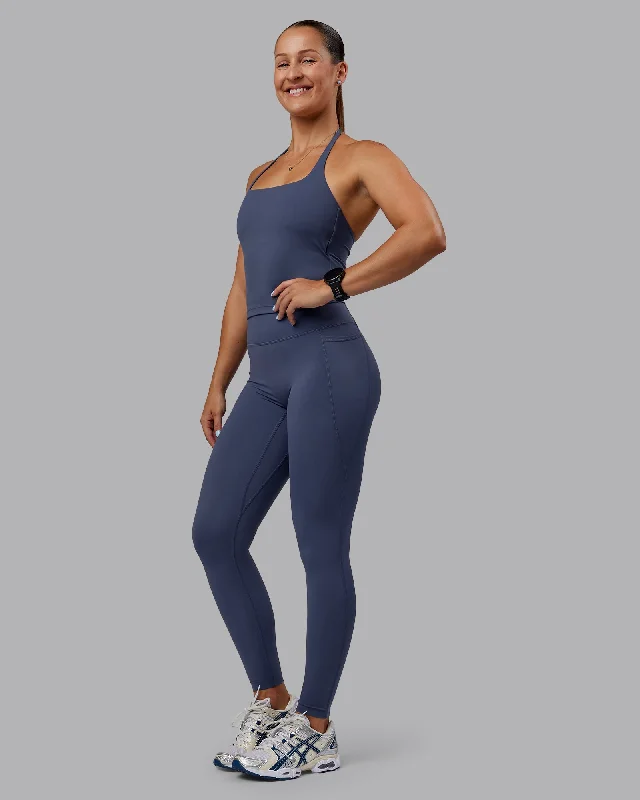 Abs Elixir Full Length Leggings With Pockets - Nightshadow Blue