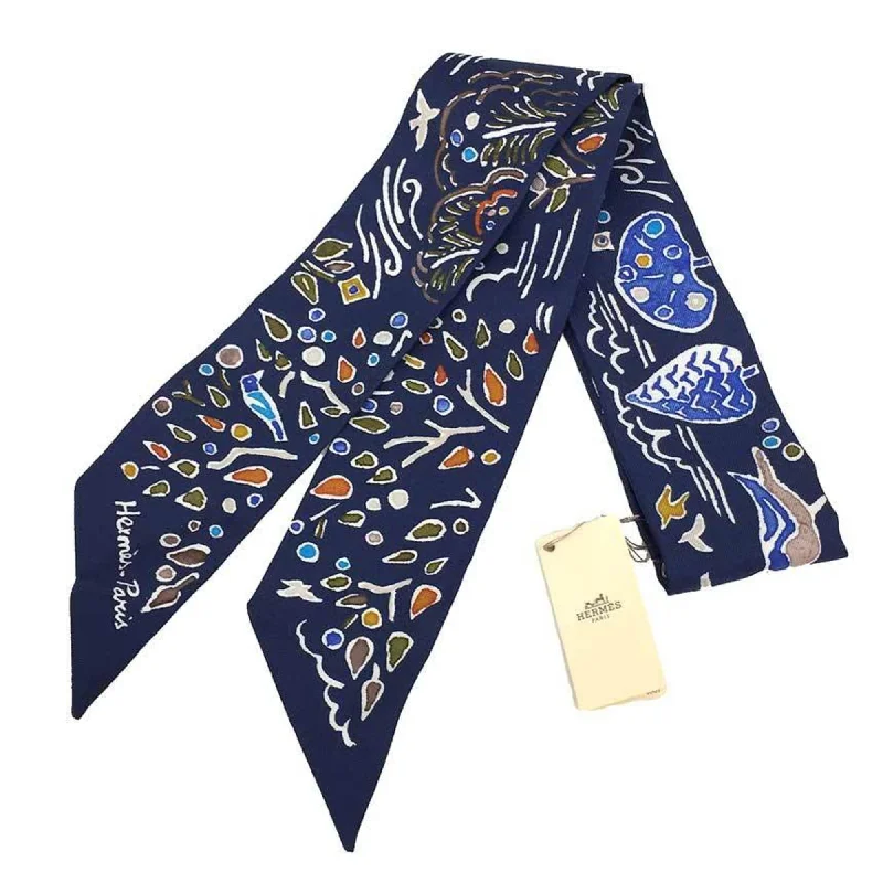 Hermes Twilly  Navy  Silk Scarf (Pre-Owned)