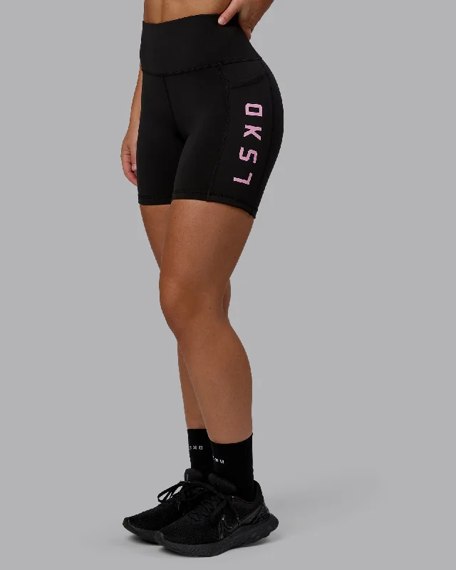 Rep Mid-Length Shorts - Black-Bubblegum