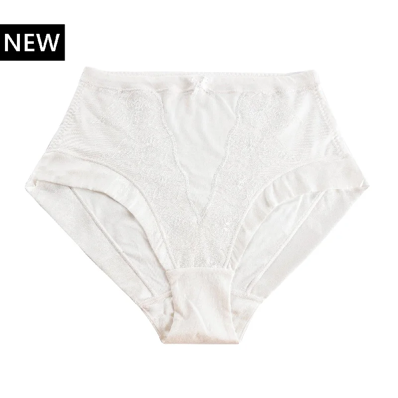 Snowdrop - Silk & Organic Cotton Full Brief in White