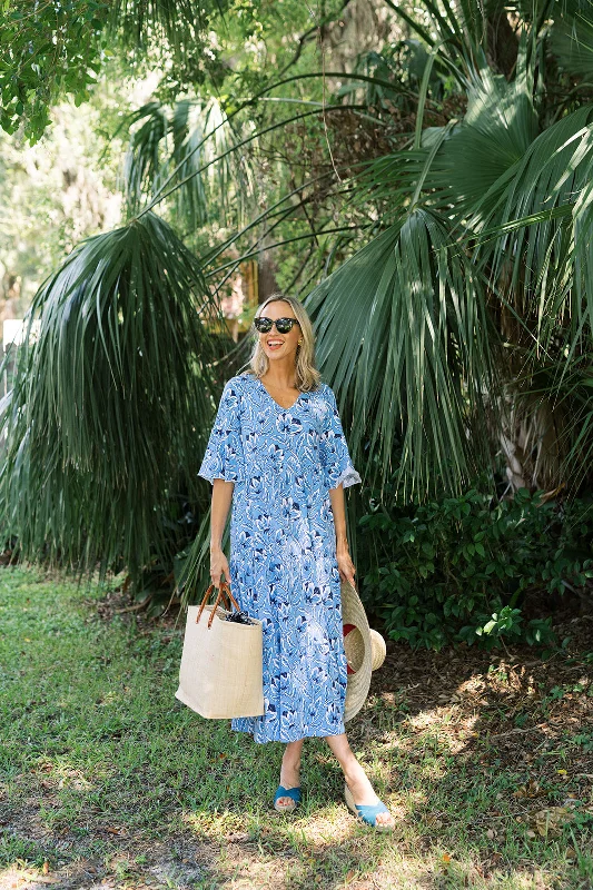 The Cordelia Dress in Blue Blossom