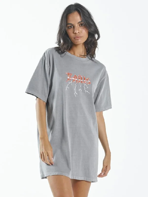 Shocker Merch Fit Tee Dress - Washed Grey