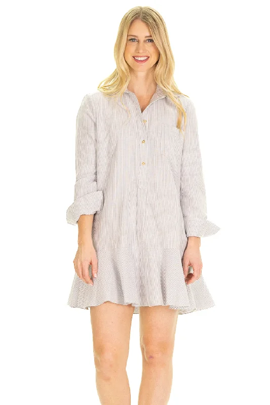 The Iris Drop Waist Ship Dress in Small Oxford Stripe