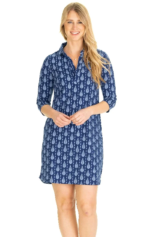 The Kit Collared Dress in Blue Vine