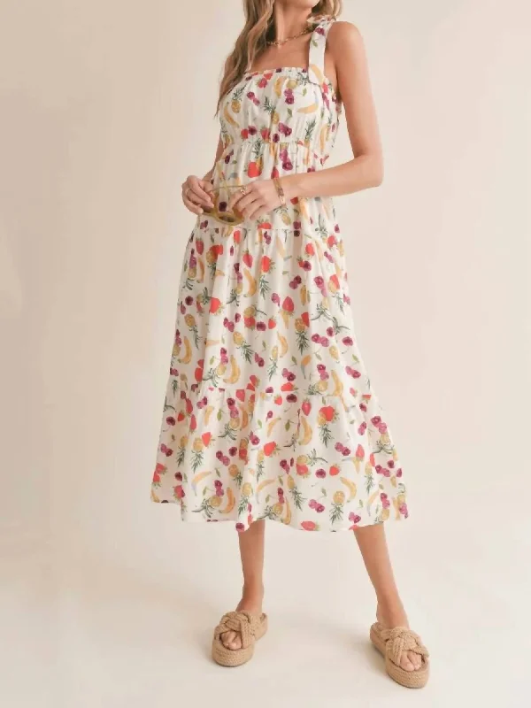 Fruit Salad Midi Dress In Multi