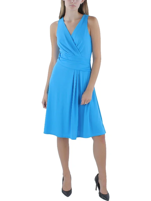 Womens Surplice Jersey Midi Dress