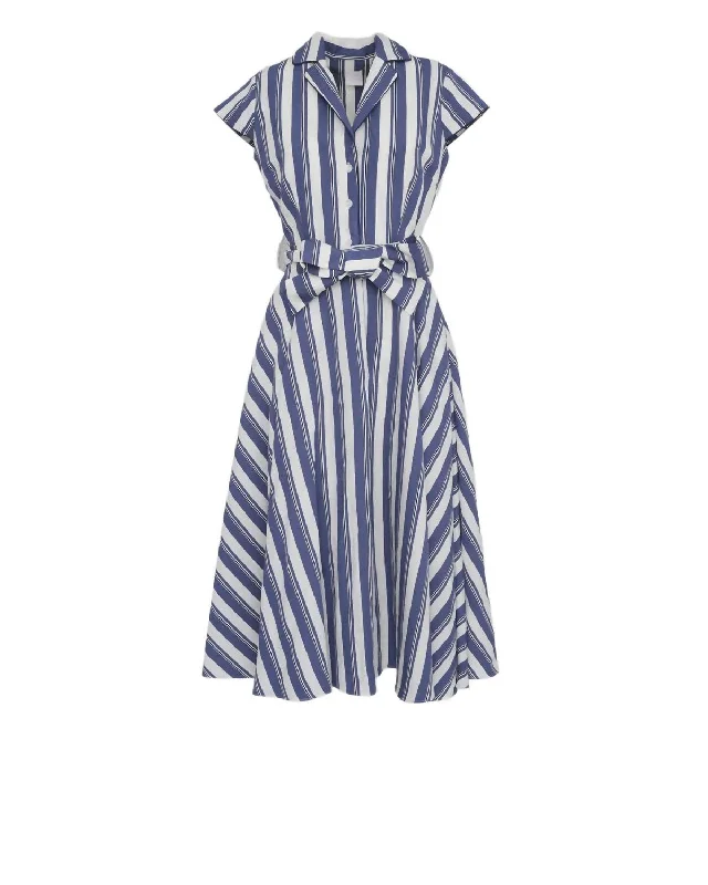 Women's Zoe Short Sleeve Midi Dress In Blue Stripes