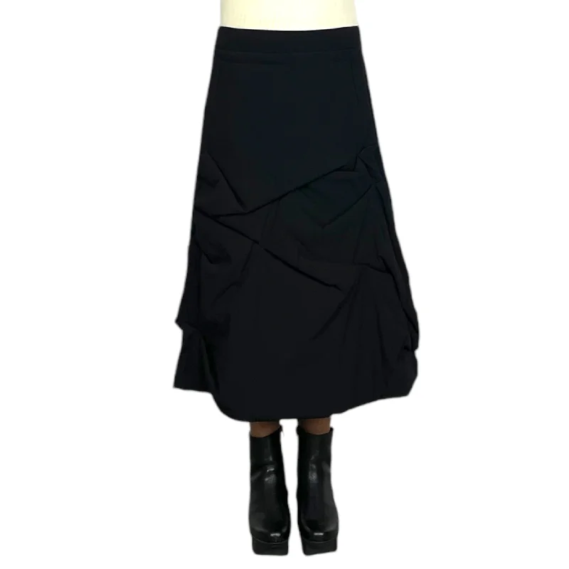 CRINKLE HEM A-LINE MIDI SKIRT