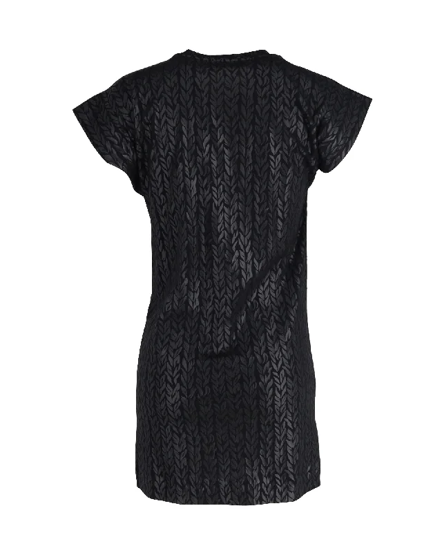 Balenciaga Braid Texture Printed Mini T-Shirt Dress in Black Cotton