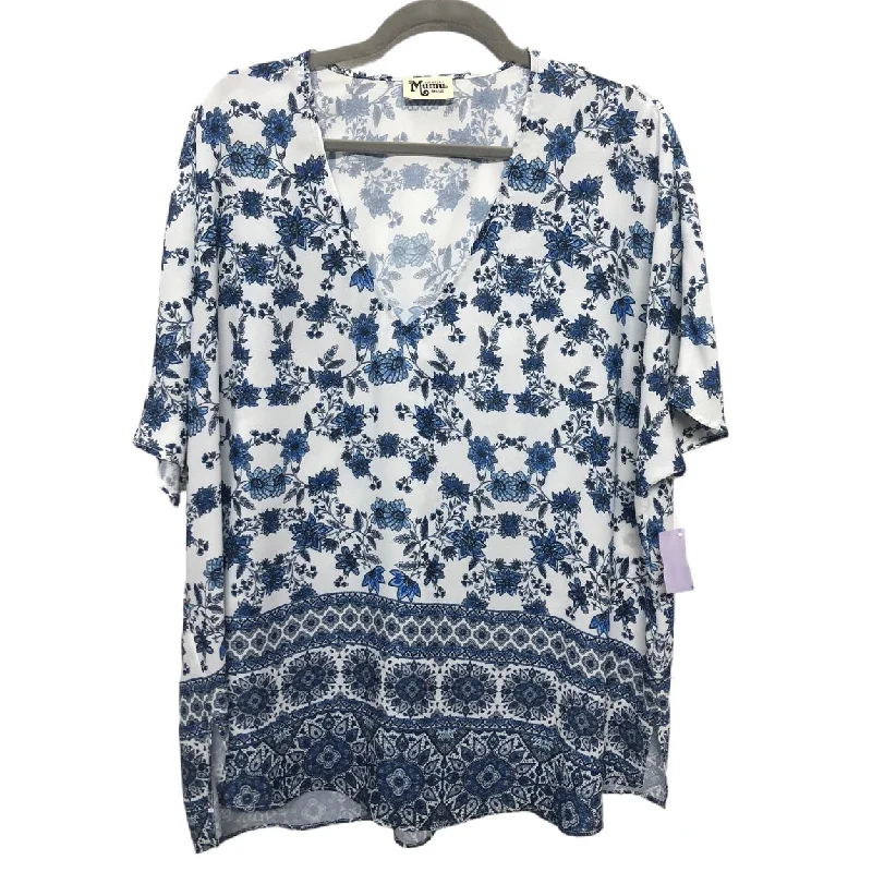 Blue & White Top Short Sleeve Show Me Your Mumu, Size S