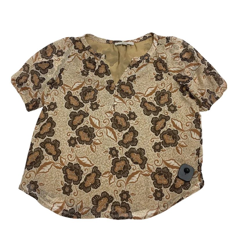 Brown Top Short Sleeve Loft, Size S