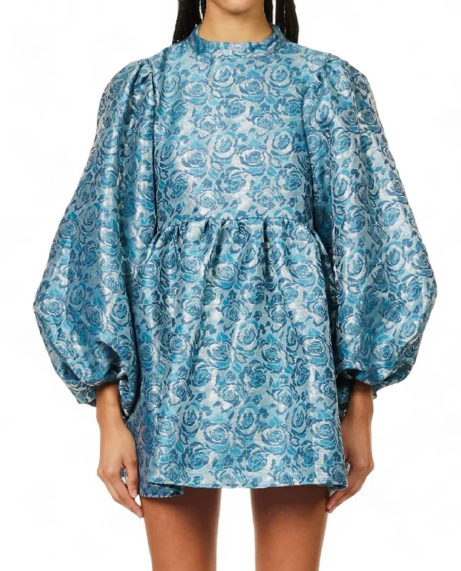 Dream Opal Fleur Brocade Mini Dress In Blue