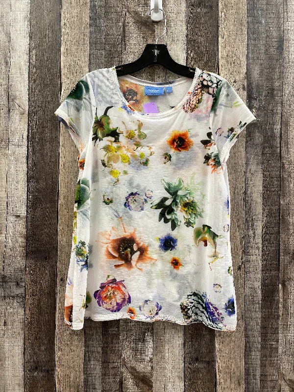 Floral Print Top Short Sleeve Simply Vera, Size M