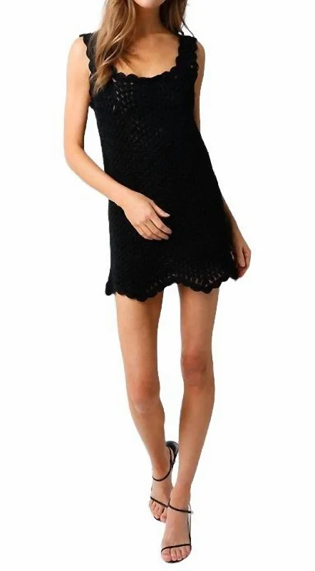 Isle Crochet Mini Dress In Black