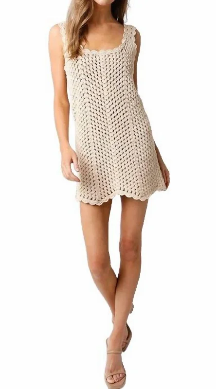 Isle Crochet Mini Dress In Natural