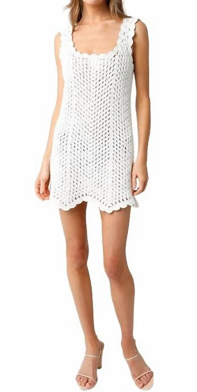 Isle Crochet Mini Dress In White