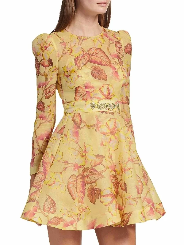 Matchmaker Floral Mini Dress In Yellow Hibiscus