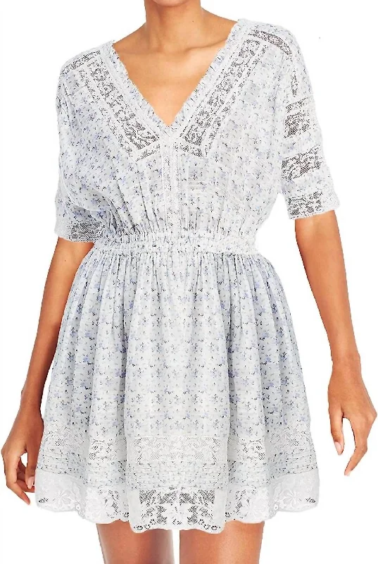 Newton Floral Cotton Mini Dress In Blue