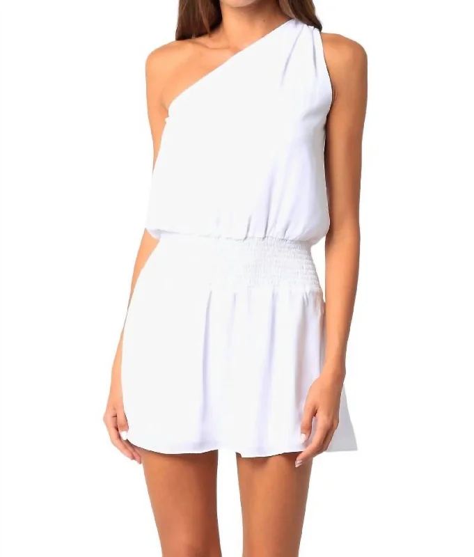 One Shoulder Mini Dress In White