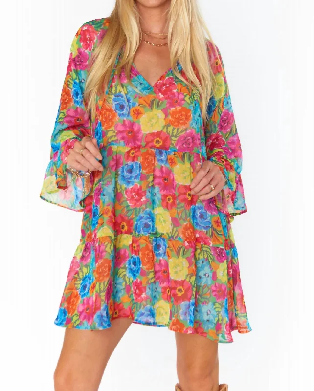 Viola Mini Dress In Bright Floral Soiree