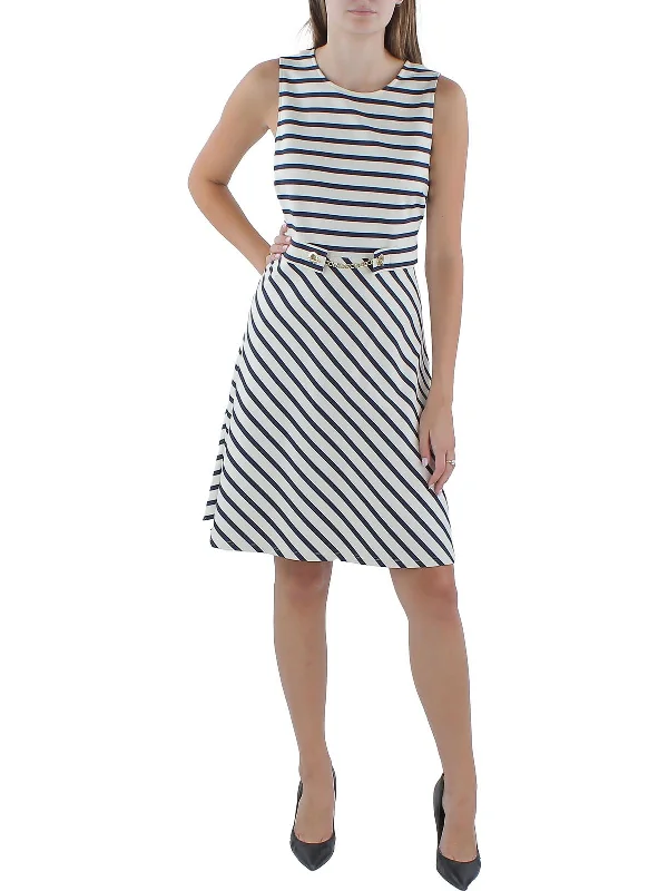 Womens Striped Sleeveless Mini Dress