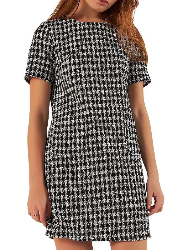 Womens Tweed Mini Shift Dress