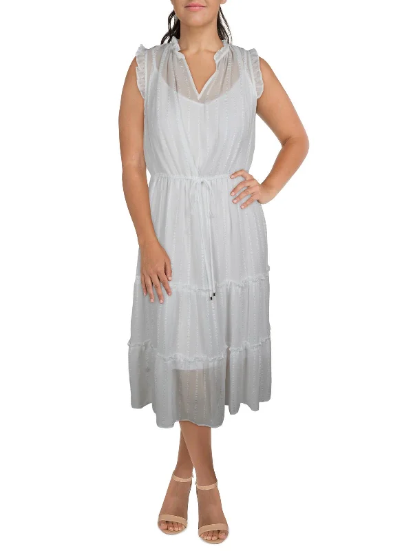 Elle Womens Ruffled Long Maxi Dress