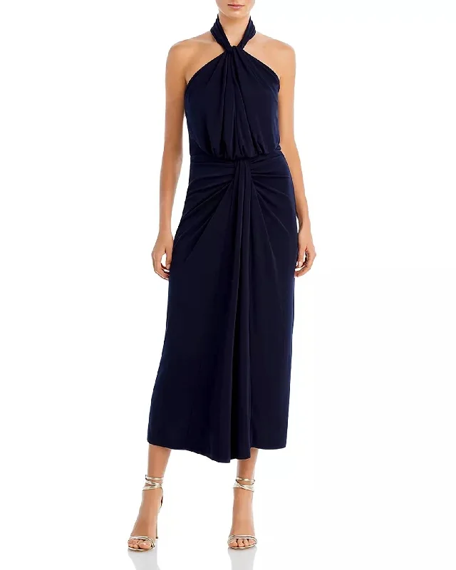 Kaily Halter Maxi Dress In Navy