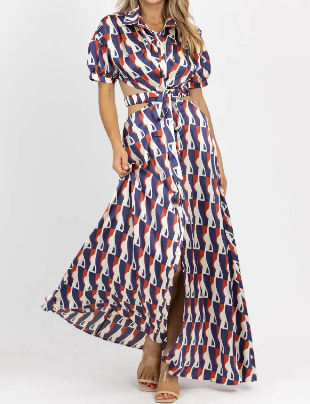 Parisian Pocket Maxi Dress In Blue