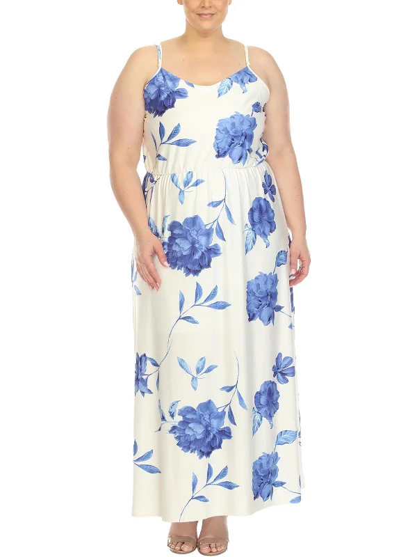 Plus Womens Jersey Floral Maxi Dress