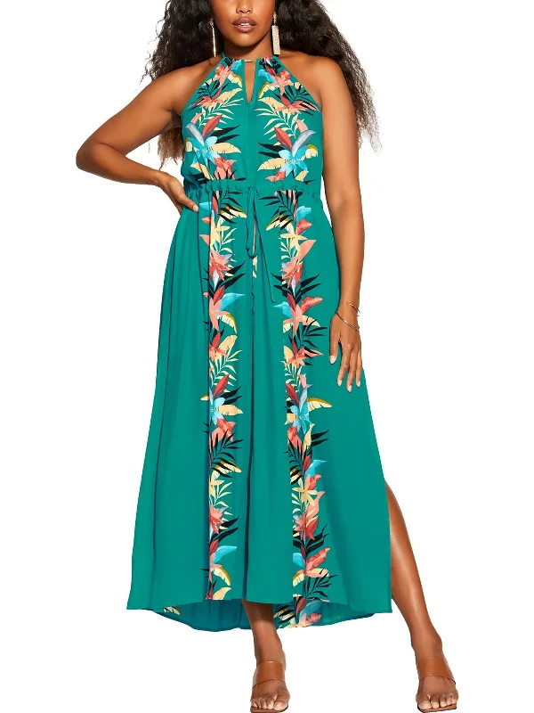 Plus Womens Woven Floral Maxi Dress