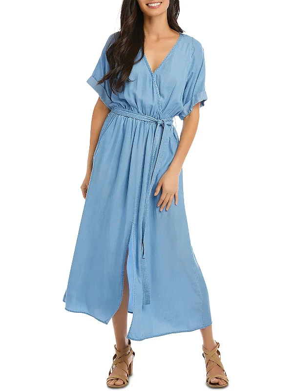 Womens Surplice Long Maxi Dress