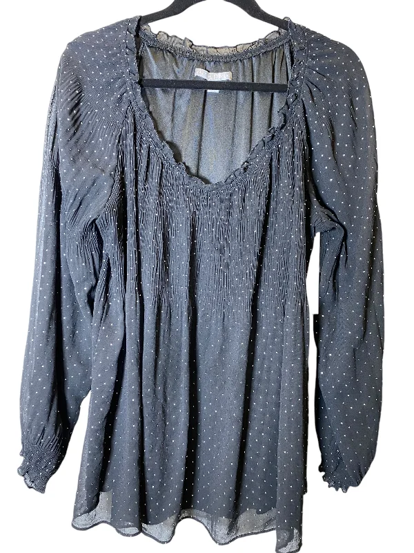 Top Long Sleeve By Valerie Stevens In Black, Size: Xl