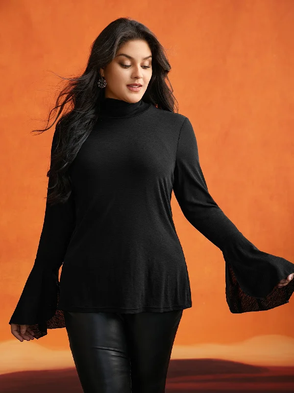 Bell Sleeves Turtleneck T-shirt