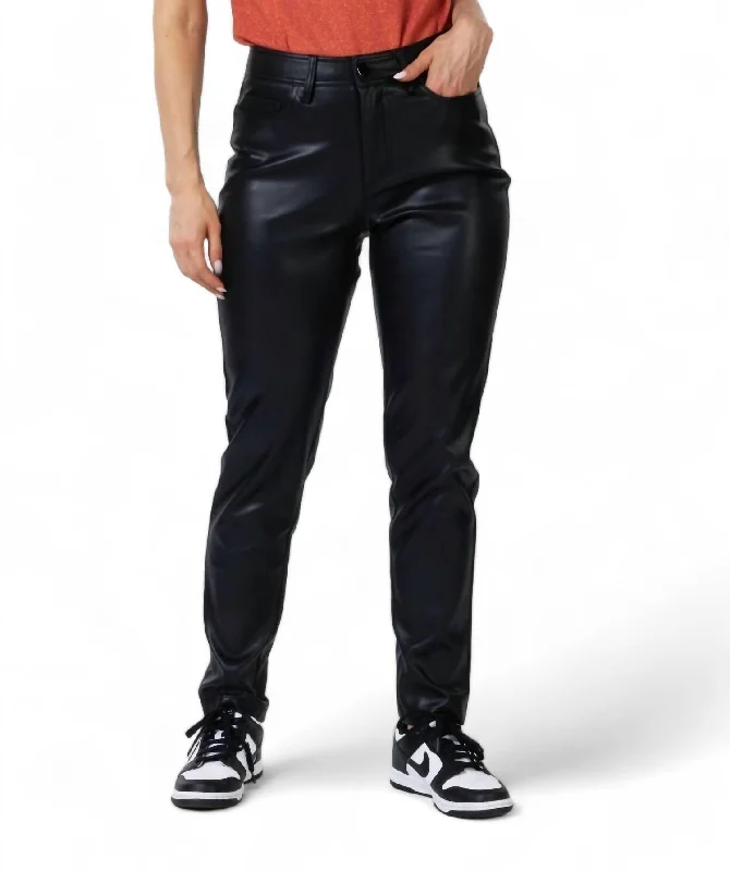 5-Pocket Vegan Leather Trouser In Black