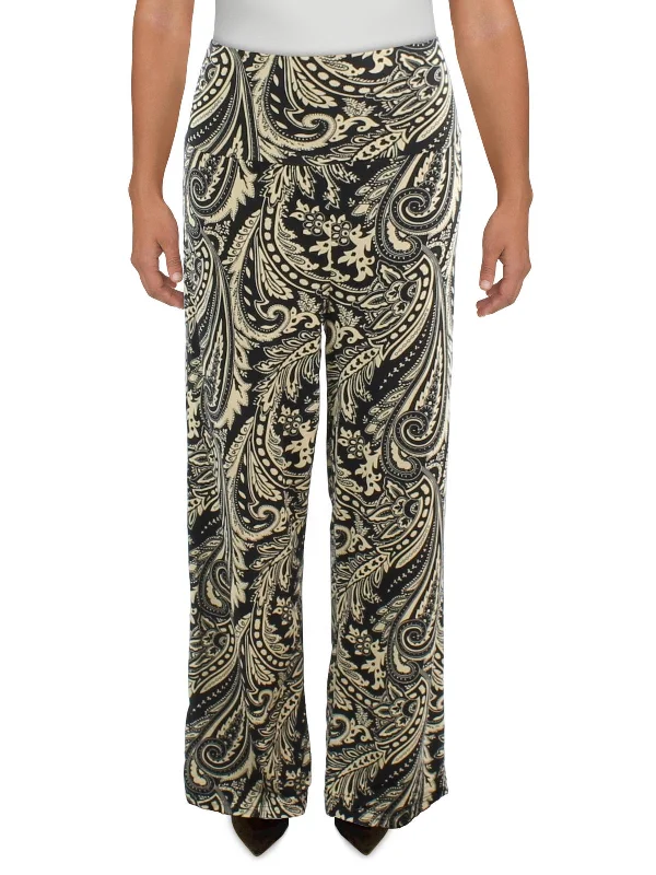 Plus Womens Baroque Jersey Wide Leg Pants