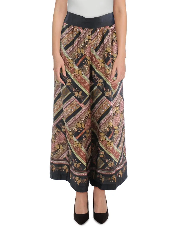 Plus   Womens Printed Polyester Wide Leg Pants