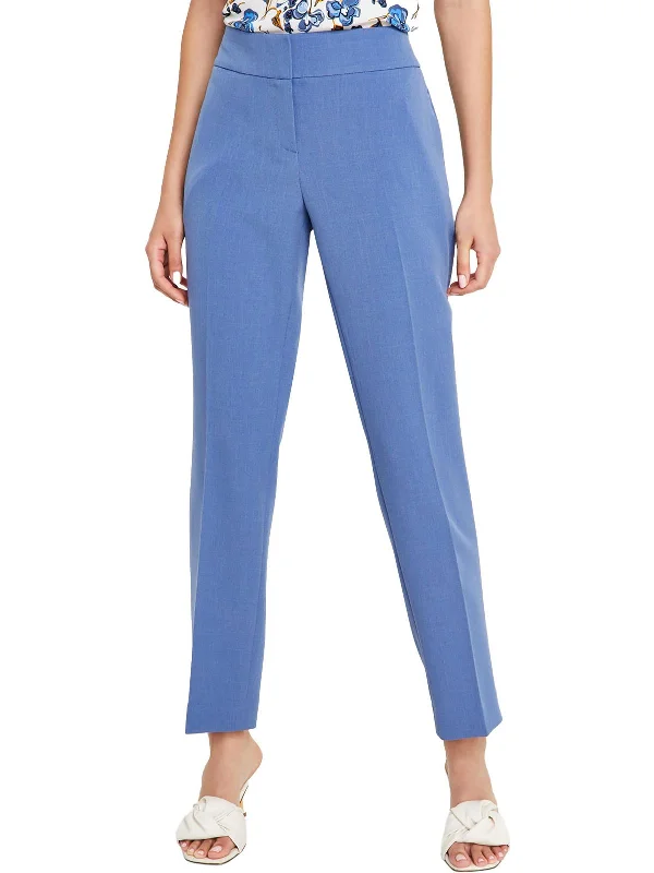 Womens Mid-Rise Solid Straight Leg Pants