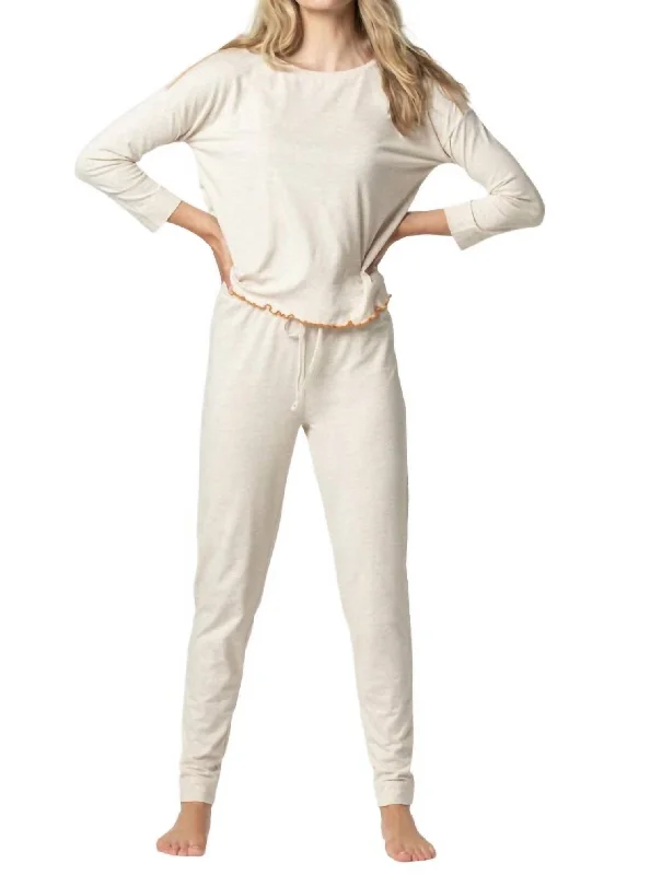 3/4 Long Sleeve & Pant Set In Oat