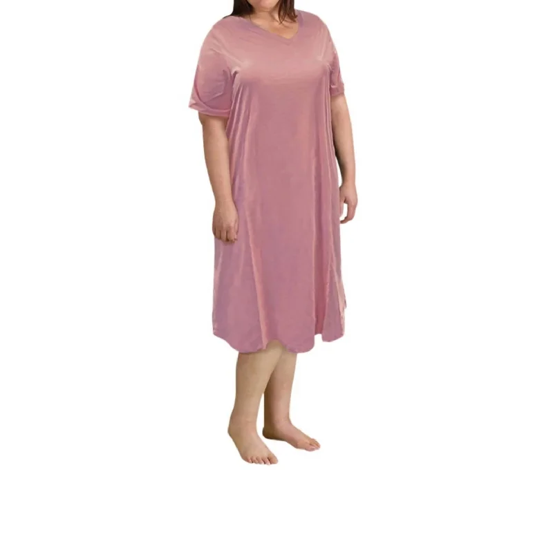 Cotton Ultra Soft Short Sleeve Sleep Tee - Plus In Dusty Rose